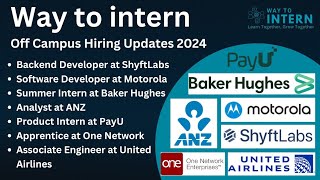 Off Campus Hiring Updates  Freshers Hiring 2024  Way To Intern [upl. by Nekciv]