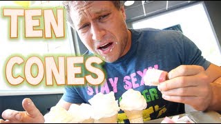 One Man Ten Ice Cream Cones WARNING Pain amp Brain Freeze [upl. by Nilyahs]