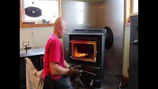 How to start a Hitzer 5093 coal stove [upl. by Kubetz167]