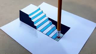 🔥 Dibujos 3D  Como Dibujar ESCALERAS 3D  3D Drawing  How To Draw 3D Stairs [upl. by Dare]