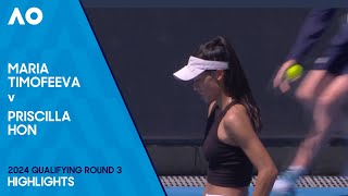 Maria Timofeeva v Priscilla Hon Highlights  Australian Open 2024 Final Qualifying [upl. by Lein]