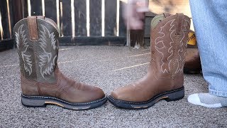 Ariat Workhogs Square Toe VS Round Toe Comparison Video [upl. by Maite]