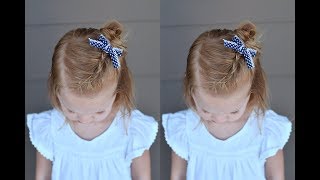 EASY HAIRSTYLE FOR TODDLERS OR KIDS WITH SHORT HAIR RUBBERBANDS AND PONYTAILS [upl. by Dexter]