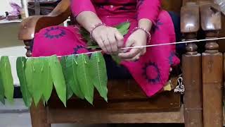 Mango Leaves Thoranam Thoranum Making How To Make Thoranam With Mango LeavesThoranam For Festival [upl. by Hamner]