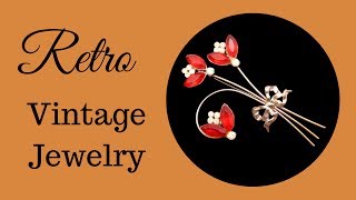 What is Retro This Vintage Red Rhinestones 1940s Flower Brooch Is by My Classic Jewelry [upl. by Arutnev]