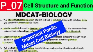 mdcat biology important mcqs points from cell structure and function past papers mdcat 2024 latest [upl. by Vizza]