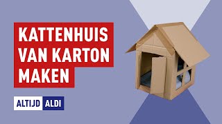 Een kattenhuis maken van karton  Altijd ALDI [upl. by Belanger]