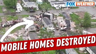 Aerial Video Shows Mobile Home Park Destroyed In Portage Michigan From Tornado [upl. by Mojgan]