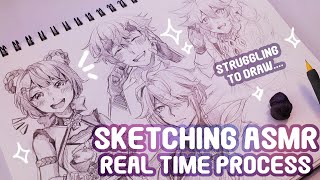 Sketching ASMR  Genshin Sketches [upl. by Lynna]