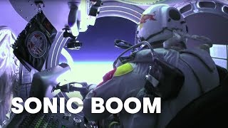 Felix Baumgartners sonic boom captured from the ground [upl. by Asylem]