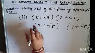 Class 9 RD Sharma Chapter 3 Rationalisation Example 2class9maths rdsharmamathsclass9 [upl. by Sesylu]