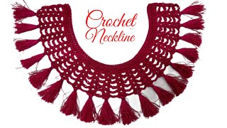 Crochet Neckline Crochet lacecrochet borderedging  unique crochet pattern step by step tutorial [upl. by Anawait]