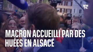 Emmanuel Macron copieusement hué lors dun bain de foule à Sélestat en Alsace [upl. by Izy473]