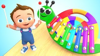 Snail Xylophone Wooden Toy Set 3D Little Baby Fun Play Learning Colors for Children Kids Educational [upl. by Drobman]