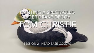 Painting a Spectacled Eider Drake Decoy Session 2  Head Base Colors [upl. by Merfe]