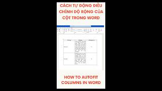 Cách tự động điều chỉnh độ rộng của cột trong MSWord  How to AutoFit Columns in Word shorts [upl. by Merrill]