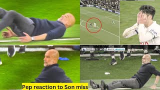 Pep Guardiola REACTION to Son shot saved by Ortega during Man City vs Tottenham [upl. by Ahsinnek106]