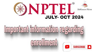 NPTEL ENROLLMENT STARTS l NPTEL JULY OCT 2024 l [upl. by Naves]