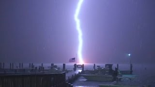 VERY close lightning strike video [upl. by Newel]