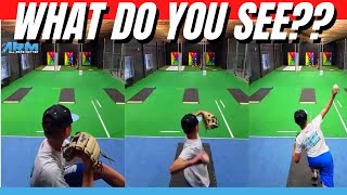 What Do You See Knuckle Curve Ball 13u Pitching Slow Motion [upl. by Vaasta]