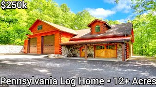 Pennsylvania Log Cabins For Sale  250k  12 acres  Pennsylvania Farms For Sale  Cabin with Land [upl. by Lleuqar]