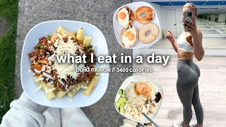 WHAT I EAT IN A DAY TO BUILD MUSCLE  3400 calories high protein [upl. by Pickering340]