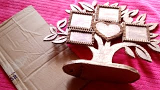 How to make photo frame with cardboard  photo frame making at home [upl. by Packston]