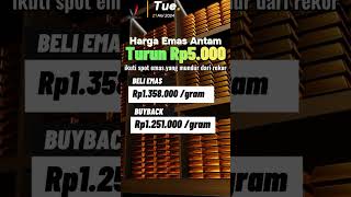 Harga Emas Antam Jauhi Rekor dengan Turun Rp5000 Dibebani Penguatan Dolar AS [upl. by Lucie128]