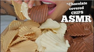 ASMR Potato Chips Covered CHOCOLATE CRUNCHY EATING SOUNDS  SASASMR [upl. by Doug]