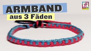 Armband aus drei Fäden knüpfen  eine einfache Anleitung für ein Freundschaftsband aus drei Fäden [upl. by Ennavoj886]