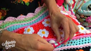 Decorate your happy crochet shawl wrap or stola with pompom yarn see how it works Adindas World® [upl. by Notla718]