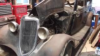 1934 Ford flathead V8 first start in 30 years [upl. by Yalcrab682]