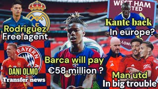 Nico Williams To Barcelona Dani kante and Rodriguez Transfer news  Man utd Sell or Keep [upl. by Aliab]