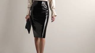 Stretch faux patent leather skirt [upl. by Rehpotsihrc]