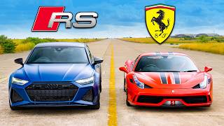 Ferrari 458 Speciale v Audi RS7 Performance DRAG RACE [upl. by Anitsugua531]