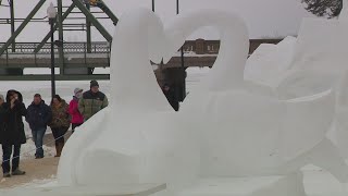 Snow sculptures bring energy creativity to downtown Stillwater [upl. by Ilzel792]