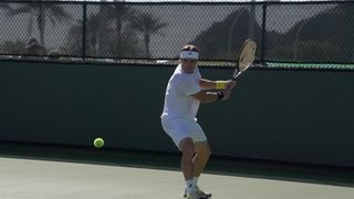 David Ferrer Backhand In Super Slow Motion 2  Indian Wells 2013  BNP Paribas Open [upl. by Teresita]