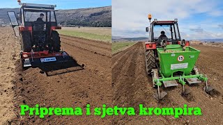 Priprema i sjetva krompira Zetor 5011 IMT 539 Bomet dvoredna sadilica i Indiska Freza Agriona 185cm [upl. by Thedric]