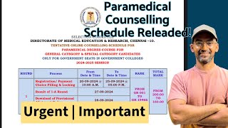 TN Paramedical Counselling Schedule released 2024 🔴 tnparamedicaladmission [upl. by Wendin]