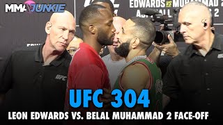 Leon Edwards fails to make Belal Muhammad flinch in Presser Faceoff  UFC 304 [upl. by Sullecram]