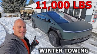 How far can the CYBERTRUCK tow 11000lbs in Freezing Weather [upl. by Adnilim487]