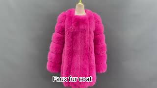 Pink Faux Fur Coatpinkcoat furjacket fauxfur wholesale luxury fashion wintercoat [upl. by Trojan]