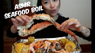 Seafood Boil King Crab Clams Shrimp and Corn Saucy Messy EATING SOUNDS MUKBANG  ASMR  SASASMR [upl. by Udell]