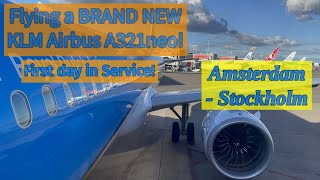 TRIP REPORT  KLM Economy Comfort  Amsterdam  Stockholm  Airbus A321neo 4K UHD [upl. by Rollie]