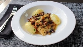 PanRoasted Halibut with Mushrooms amp Lemon Butter Sauce  Fast amp Easy Halibut Recipe [upl. by Katee]