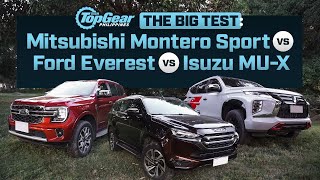 Isuzu MUX vs Ford Everest vs Mitsubishi Montero Sport 4x2 SUV Big Test  Top Gear Philippines [upl. by Frangos788]