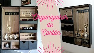 ORGANIZADOR DE CARTON PARA JOYERIA Y ACCESORIOS DE PARED  DIY CARDBOARD JEWELRY ORGANIZER [upl. by Balcer958]