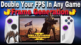 Asus Rog Ally Frame Generation With AMD FSR Boost FPS In Game  Helldivers 2 Lossless Scaling [upl. by Niwrud760]