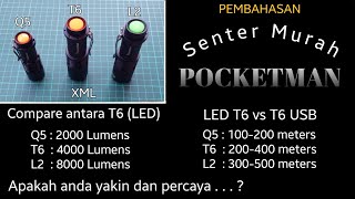 Perbandingan 3 jenis LED senter zoom murah  Unboxing amp Review  Pocketman [upl. by Edyaw]