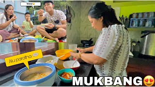 Alu Paratha Mukbang 🤤full entertainment 😂 family vlog adeep [upl. by Ekrub244]